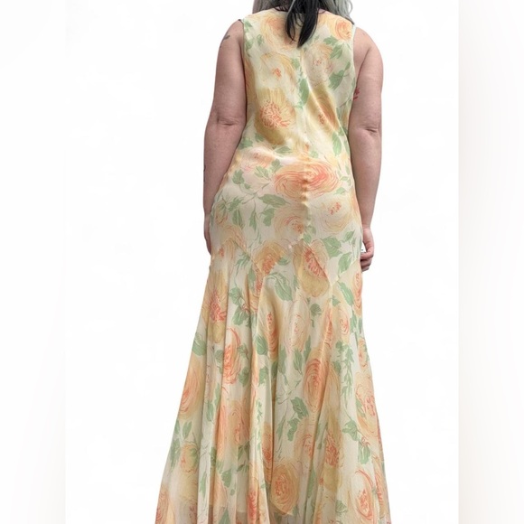 vtg 80s chadwick’s 100% silk garden party formal maxi dress, sz 14, FITS SMALLER - Picture 2 of 4